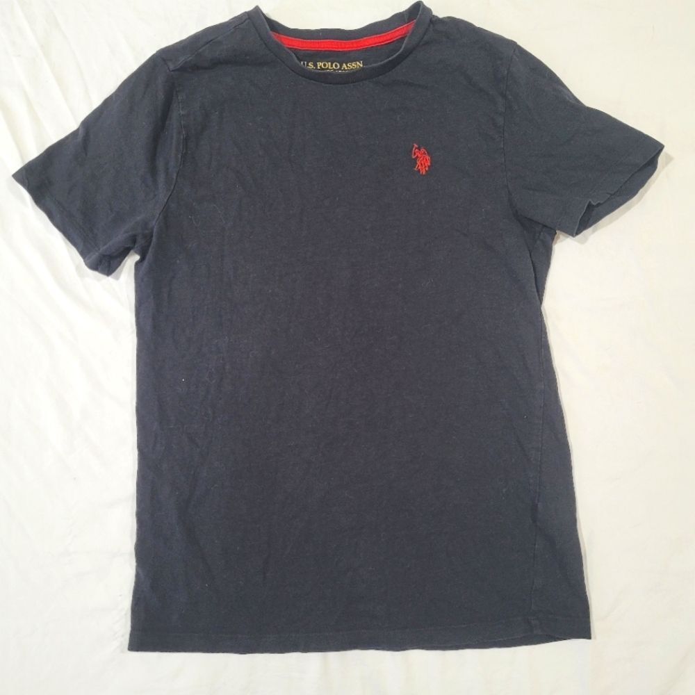 U.S. Polo Assn. Size XL 14-16 Black & Red Short Sleeve Tee